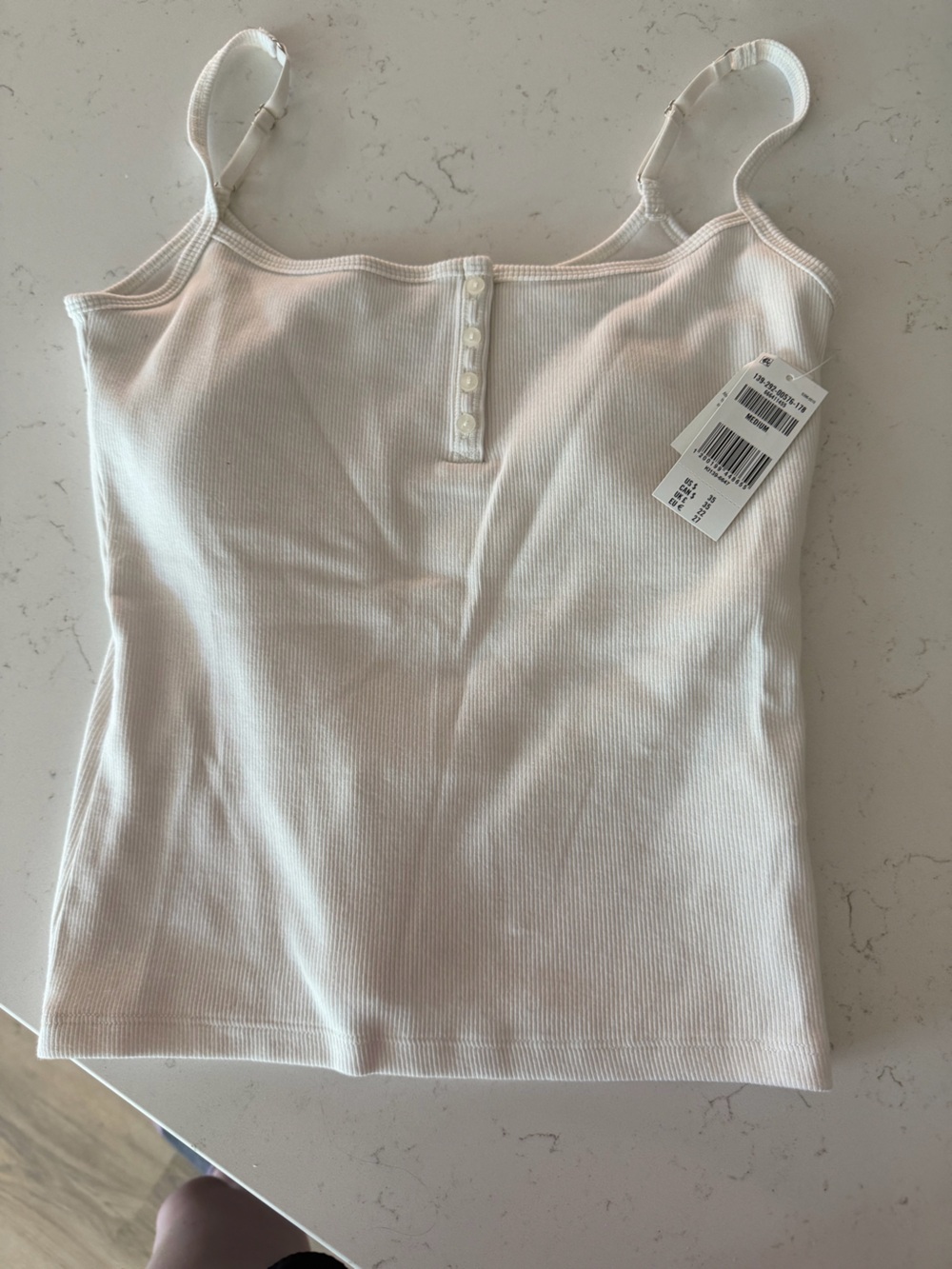 Abercrombie & Fitch White Ribbed Henley Tank - Picture 2 of 3